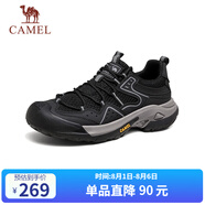 駱駝（CAMEL）踏山男士戶外登山復(fù)古網(wǎng)面休閑低幫徒步鞋 G14S342046 黑色 44