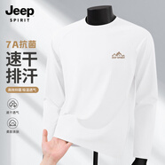JEEP SPIRIT吉普速干t恤男春夏新款運動衣服男款體能訓(xùn)練健身插肩男士打底衫