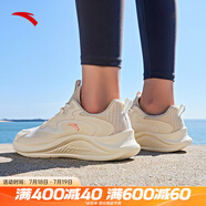 安踏（ANTA）漫步女鞋跑步鞋夏季網面透氣輕便運動鞋慢跑鞋戶外休閑旅游鞋子 【網面透氣】燕麥白/淺煙灰-5 37.5