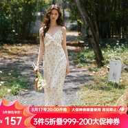 Olrain【七夕】歐芮兒吊帶碎花連衣裙夏季女裝浪漫優(yōu)雅長(cháng)裙子度假沙灘裙 波點(diǎn) L