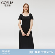 歌莉婭黑色連衣裙女夏季2025新款顯瘦假兩件裙子連身裙1E5J4K0N0 00B黑色 XL