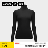 蕉內(nèi)（Bananain）熱皮301+女士打底衣長袖T恤棉感25秋冬保暖高領(lǐng)可外穿修身內(nèi)搭 【連領(lǐng)】黑色 M