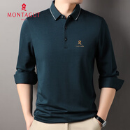 夢特嬌（MONTAGUT）春秋季新款男士長袖T恤時尚休閑百搭POLO衫無痕商務寬松體恤 綠色 3XL 125 (建議171-185斤）