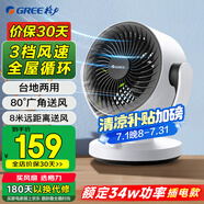 格力（GREE）空氣循環(huán)扇臺式小風(fēng)扇家用宿舍辦公室桌面電風(fēng)扇上下左右搖頭渦輪換氣扇循環(huán)對流風(fēng)扇FXT-15X65ag3
