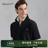 GANT/甘特【100%棉】夏男士休閑時(shí)尚印花logo翻領(lǐng)短袖T恤POLO衫 5黑色 L