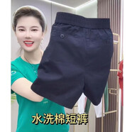 夏季2025薄款水洗彈力新款短褲時尚百搭寬松五分高腰休閑熱褲 黑色 M （85斤-100斤）