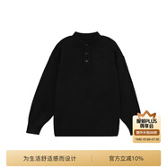BODYDREAM亨利領(lǐng)毛衣男款冬季可機洗毛線衫慵懶高級中性風(fēng)針織衫 黑色 （偏大一碼） M
