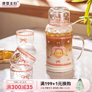 摩登主婦赫拉兔玻璃冷水壺耐高溫涼水壺水杯大容量家用果汁冷泡壺 復古兔冷水壺1L-愛(ài)心 1000ML