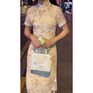 冉藝嵐同款旗袍改良少女夏季日常氣質(zhì)名媛優(yōu)雅感中長(zhǎng)款連衣裙2025年新款 814 香檳色 S