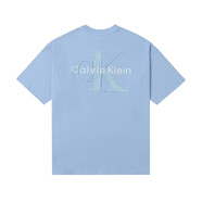 CALVIN KLEIN JEANS短袖t恤男2025春夏新款男女情侶中性休閑浮雕字母印花半袖體恤 CK03淺藍(lán)色 M 【合適130-150斤】