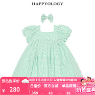 happyology英國兒童波點(diǎn)泡泡袖連身裙女童新品春全棉可愛夏連衣裙 綠底白波點(diǎn) 92 (92cm)
