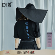 日著(zhù)原創(chuàng  )設計女裝2024夏季新款簡(jiǎn)約短袖上衣殘月植絨印花T恤 客路黑 XL