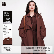 播90絨倪妮同款風(fēng)衣羽絨服202冬新品文藝插肩袖外套女DDQ4RD5534 K20橡木棕 XS