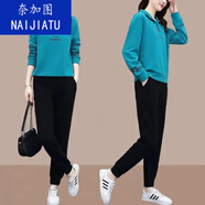 NASALIKE春秋季新款休閑洋氣減齡運動套裝女立領衛(wèi)衣運動服遮肉顯瘦兩件套 藍色套裝【好質量】即將恢復69 2XL 【建議125-140斤】