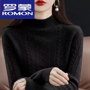 羅蒙（ROMON）2024年新款毛衣女半高領(lǐng)百搭長(zhǎng)袖氣質(zhì)加厚針織毛衣保暖寬松打底衫 黑色 2XL 建議130-140斤
