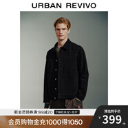 UR2025春季新款男裝輕熟風(fēng)滿底提花貼袋牛仔外套UMM840016 黑色條紋 XL