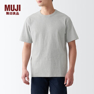 無(wú)印良品（MUJI） 男式 粗棉線 天竺編織 短袖T恤 打底衫男款 純棉全棉 ABA18A2S 灰色 L 175/100A