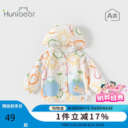 歡喜小熊6個(gè)月-3歲嬰兒外套女寶寶夏季薄款純棉連帽遮陽(yáng)上衣男童衣服