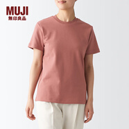 無印良品（MUJI） 女式 雙羅紋編織 T恤 休閑百搭 短袖女夏季薄荷曼波風 煙熏粉色 3S XS
