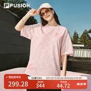 FILA FUSION斐樂(lè )潮牌情侶款針織短袖衫2025春新款休閑寬松純棉T恤 橘灰粉-PK S （165/88A/S）