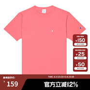 Champion冠軍棉T恤男夏季美式復古運動(dòng)情侶圓領(lǐng)簡(jiǎn)約多巴胺穿搭短袖上衣女 粉紅色 L