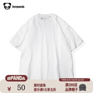 熊貓·本（ben.panda）純色短袖t恤男寬松圓領(lǐng)潮體恤衫夏純棉情侶半袖打底衫衣多穿 白色 S
