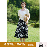 獨(dú)束大碼女裝微胖mm復(fù)古印花拼接飄逸感半裙夏季新款半身裙22DS2409 黑底米花-短(dy) XL
