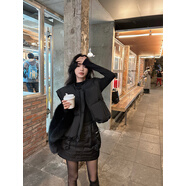 LILY LIKES美式Cargo skrit羽絨填充酷颯工裝風(fēng)松緊腰半裙 【黑色】油臘感工裝料-羽絨半裙 S