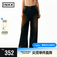 英克斯（inxx）杜海濤同款A(yù)PYD 刷臟水洗感牛仔褲男美式高街直筒闊腿褲休閑長褲 灰色 XL