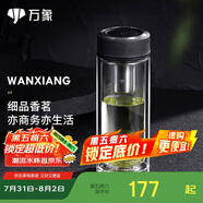 萬(wàn)象（WANXIANG）雙層玻璃杯經(jīng)典皮紋V20RL商務(wù)辦公禮盒泡茶杯370ML大容量家用水杯