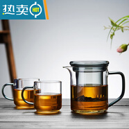 PGY日本進(jìn)口品質(zhì)玻璃茶壺耐高溫加厚茶水分離2025新款家用高硼硅小花 墨色泡茶杯320ML+2杯 130ML 301mL(含)-400mL(含)