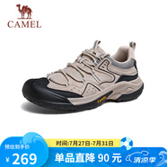 駱駝（CAMEL）踏山男士戶外登山復(fù)古皮面休閑低幫徒步鞋 G14A342696 埃爾沙 42