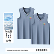 貓人2025年夏季新款V領(lǐng)男款無袖T體恤運(yùn)動健身打底衫寬肩修身薄款上衣 霧霾藍(lán)+霧霾藍(lán) M 95-115斤