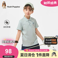 暇步士（Hush Puppies）童裝兒童男大童2024春夏新款短袖POLO衫 青黛綠 110cm
