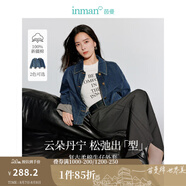 茵曼（INMAN）翻袖設計感牛仔短外套2025秋季女裝新款寬松休閑小個(gè)子夾克上衣 深牛仔藍 L