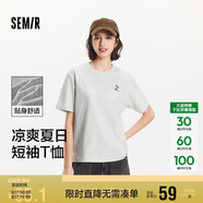 森馬（Semir）【多彩涼感T】短袖t恤女夏中長款寬松舒適刺繡上衣109324100007