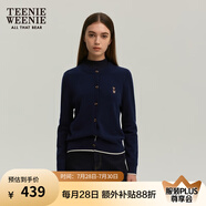 Teenie Weenie小熊女裝簡約針織衫女秋冬針織開衫罩衫短外套上衣 藏青色 S (160)