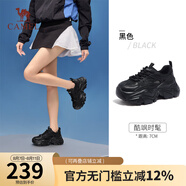 駱駝（CAMEL）老爹鞋女網(wǎng)面厚底老爹鞋舒適增高運動休閑鞋子 L24S283078W黑色【網(wǎng)里】 36