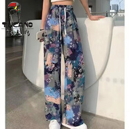 啄木鳥哈倫褲女2025夏季新款涼涼格子褲女束腳顯瘦休閑褲薄款夏裝速干褲 闊腿105號 XL （建議115-160斤）