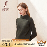 經(jīng)典故事（JANE STORY）高領(lǐng)毛衣女秋冬新款2024慵懶高級(jí)感時(shí)尚含羊毛打底針織上衣內(nèi)搭 J03墨綠 2XL