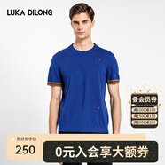 路卡迪龍【羊毛軟黃金】24年夏季休閑百搭男士圓領(lǐng)羊毛短袖T恤 寶藍(lán)色 S (46)