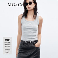 MO&Co.背心簡約U領(lǐng)金屬章仔彈力羅紋肌理針織坦克內(nèi)搭單穿摩安珂 中花灰色-第2批 L 170