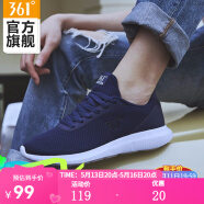 361度男鞋運動鞋季低幫網面跑步休閑鞋子 N 午夜藍/361度白 44