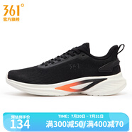 361度男鞋運(yùn)動鞋秋季季新款減震穩(wěn)定減震跑步鞋 曜石黑/螢光紅橙色 40