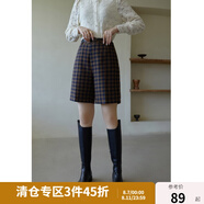 獨(dú)束大碼女裝芯絨百慕大短褲女秋冬新款胖mm百搭高腰直筒褲 藍(lán)咖格 2XL