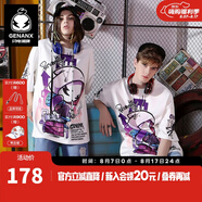 閃電潮牌（GENANX）太空棉夏季T恤男嘻哈情侶裝寬松字母印花動(dòng)漫五分袖潮流短袖 白色 2XL