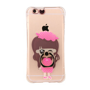 尚沫iphone6s手機殼蘋果7plus掛繩5s/SE硅膠套卡通可愛女款韓國 來電閃超人氣女孩【帶掛繩】 iPhone 5S