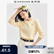 佐丹奴長袖T恤女純棉打底衫甜美花朵刺繡圓領(lǐng)套頭衫13324792