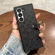 彩系三星zfold6手機殼新款zfold5暴力熊帶鉆指環(huán)折疊屏保護套zfold4奢華高級感Galaxy防摔zfold3皮套 【深邃黑】暴力熊貼皮+帶鉆指環(huán) 三星Galaxy Z Fold 6
