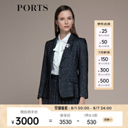 PORTS寶姿秋冬新品女裝長(zhǎng)袖中長(zhǎng)小西裝LM9J064NFF076 黑色混色 XS (2)